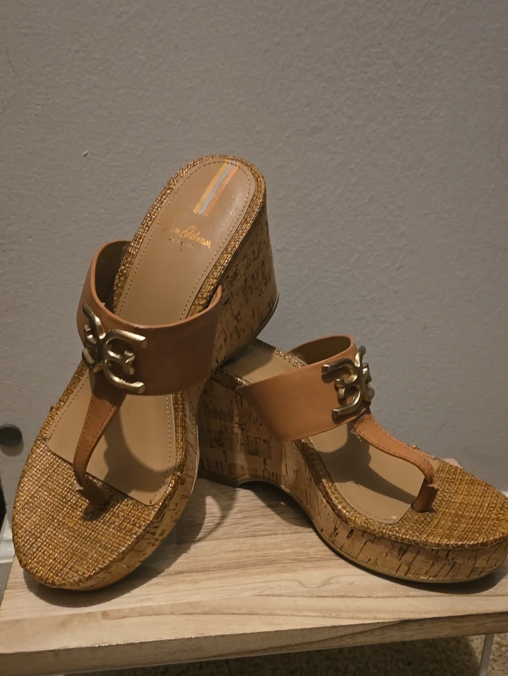 Sam Edelman Yardlie wedge sandals flip flop leather size 8